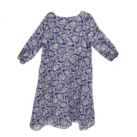 Talbots Midi Dress Size 14W Blue Red White Paisley Fit & Flare Cotton 1X EUC - Picture 4 of 8